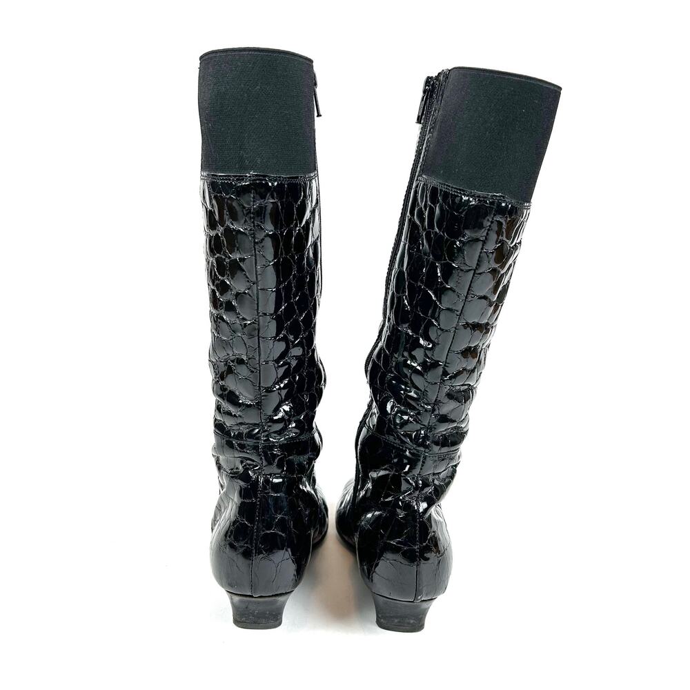 Miu Miu Croc Effect Knee High Kitten Heel Boots - image 3